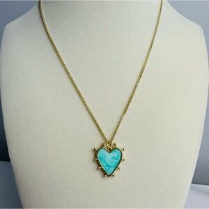 💙 Gold-Plated 925 Silver Franco Chain Necklace w/Blue Enamel Heart Pendant 💙